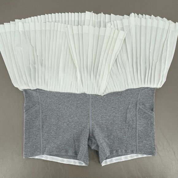 Lululemon Pleat to Street II White Gray Running Tennis Skirt Twirly Cute Size 10 - Picture 6 of 13